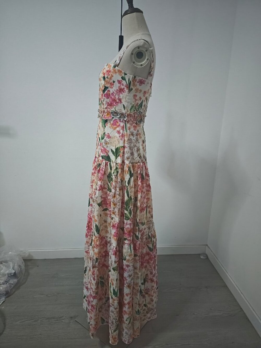 Agua By Agua Bendita lima jardiniera' floral-print linen maxi dress - Picture 3 of 13